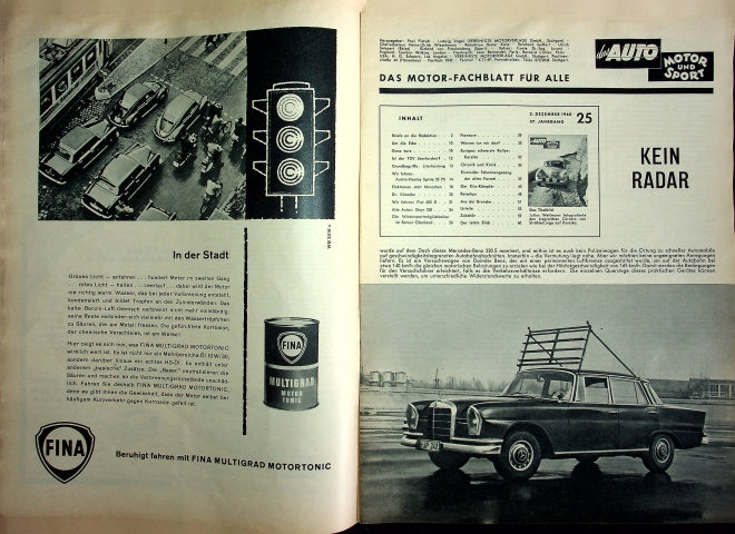 Inhaltsverzeichnis Auto Motor und Sport 25/1960