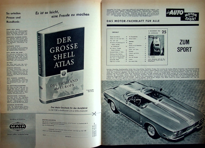 Inhaltsverzeichnis Auto Motor und Sport 25/1961