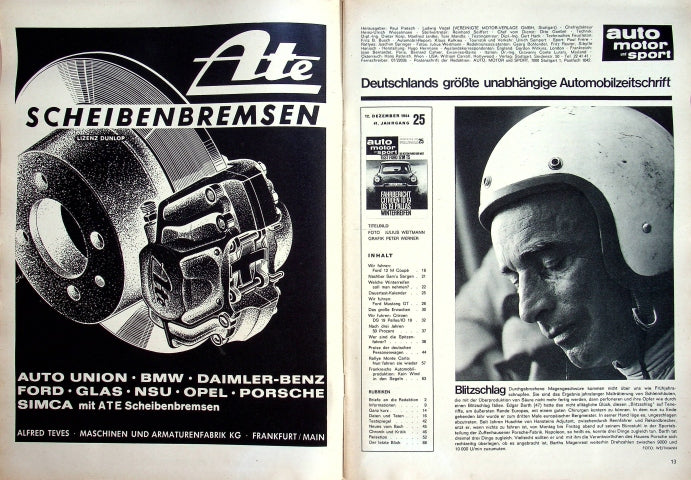 Inhaltsverzeichnis Auto Motor und Sport 25/1964