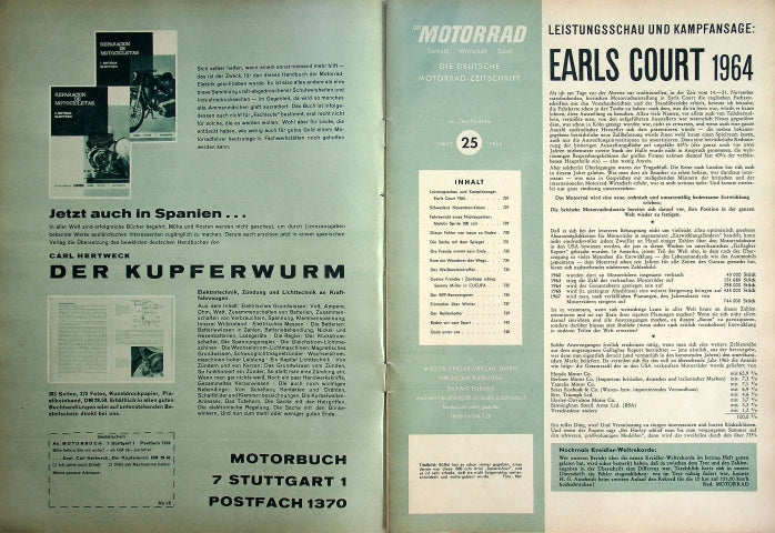 Inhaltsverzeichnis Motorrad 25/1964
