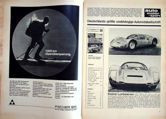 Inhaltsverzeichnis Auto Motor und Sport 25/1965