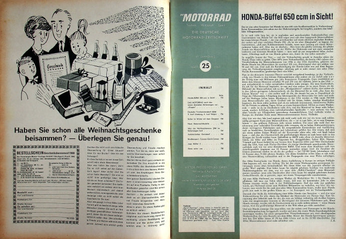 Inhaltsverzeichnis Motorrad 25/1965