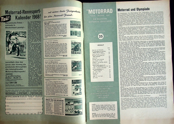 Inhaltsverzeichnis Motorrad 25/1967