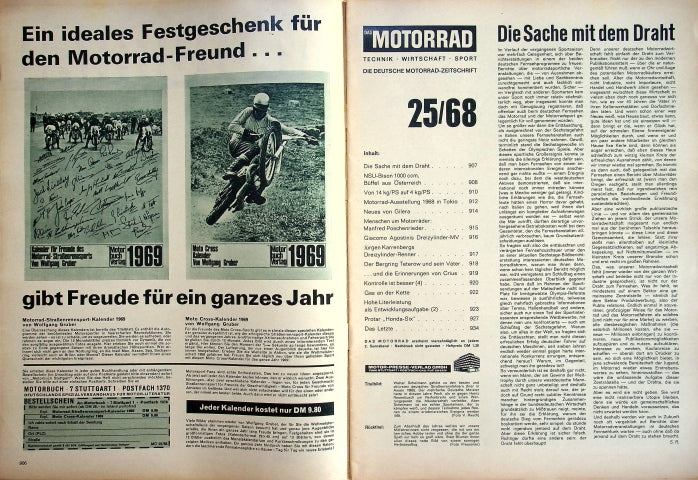 Inhaltsverzeichnis Motorrad 25/1968