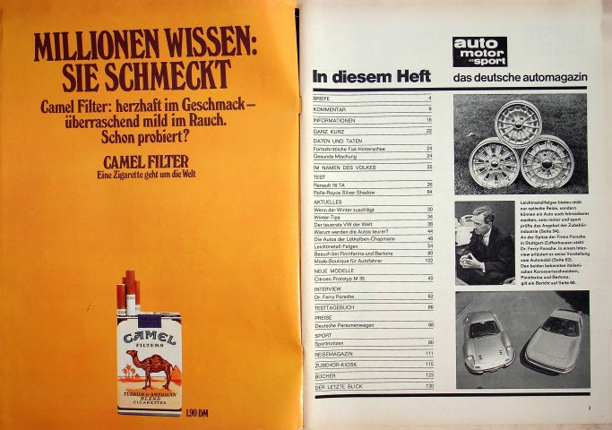 Inhaltsverzeichnis Auto Motor und Sport 25/1969