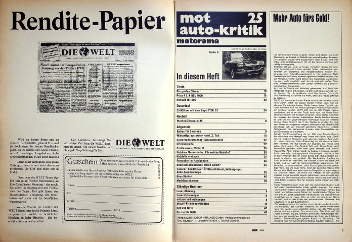 Inhaltsverzeichnis MOT 25/1969