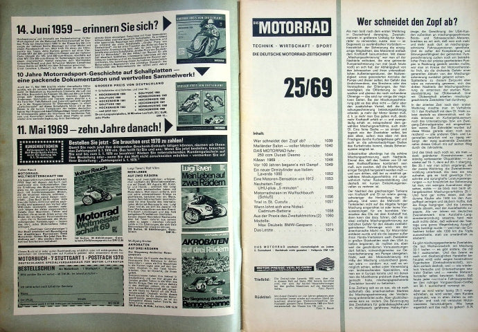 Inhaltsverzeichnis Motorrad 25/1969