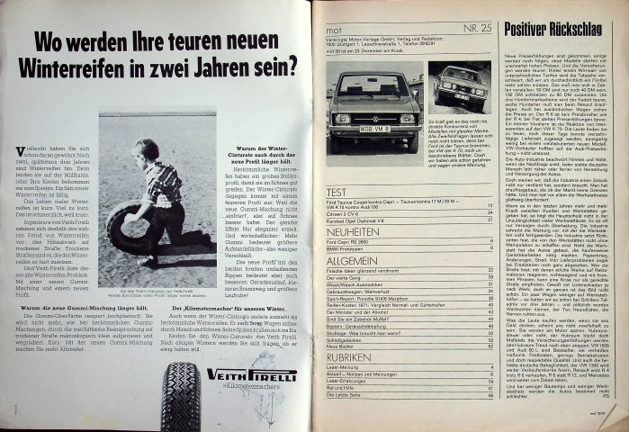 Inhaltsverzeichnis MOT 25/1970