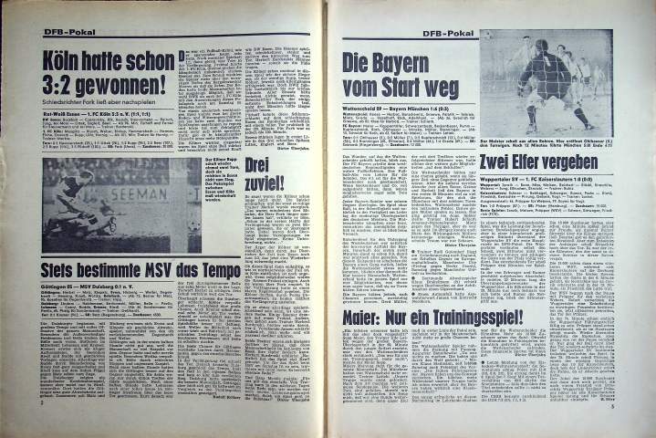 Inhaltsverzeichnis Kicker 25/1970