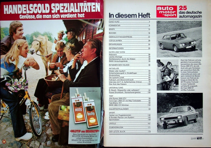 Inhaltsverzeichnis Auto Motor und Sport 25/1971