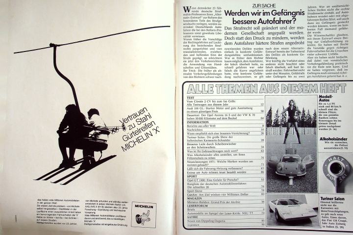 Inhaltsverzeichnis Autozeitung 25/1971