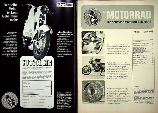 Inhaltsverzeichnis Motorrad 25/1971
