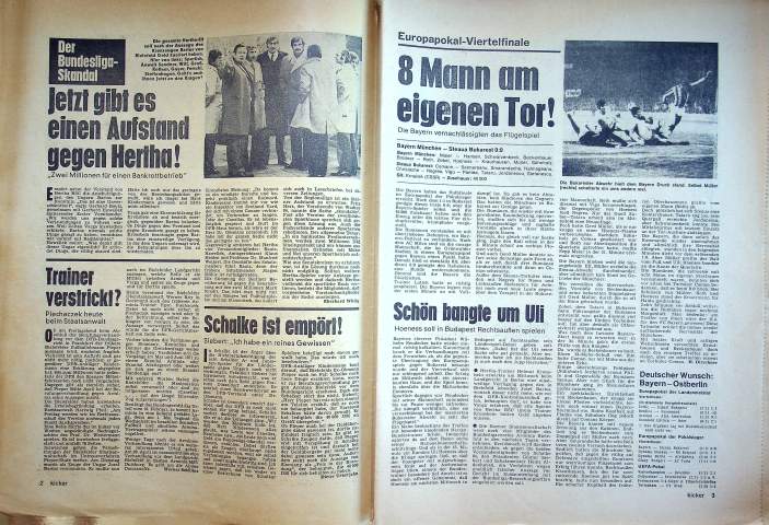 Inhaltsverzeichnis Kicker 25/1972