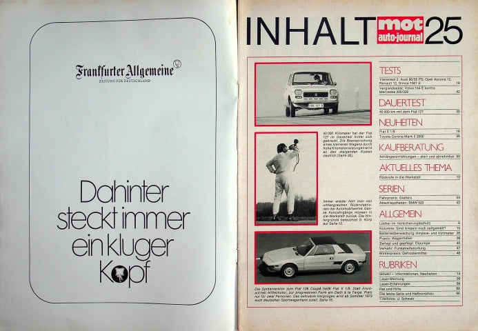 Inhaltsverzeichnis MOT 25/1972