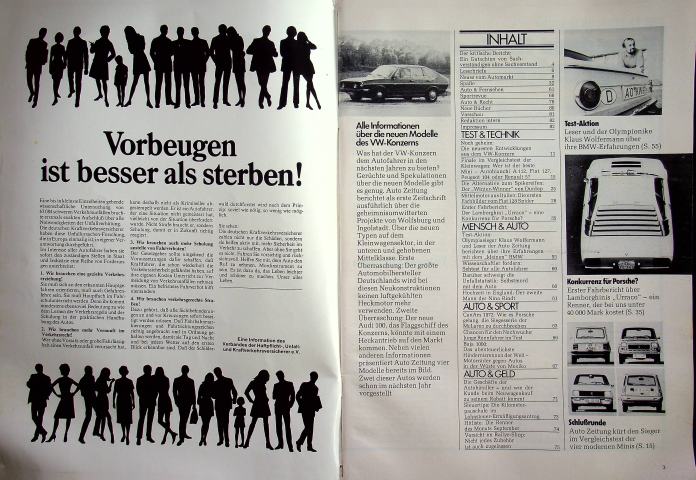 Inhaltsverzeichnis Autozeitung 25/1972