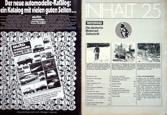 Inhaltsverzeichnis Motorrad 25/1972
