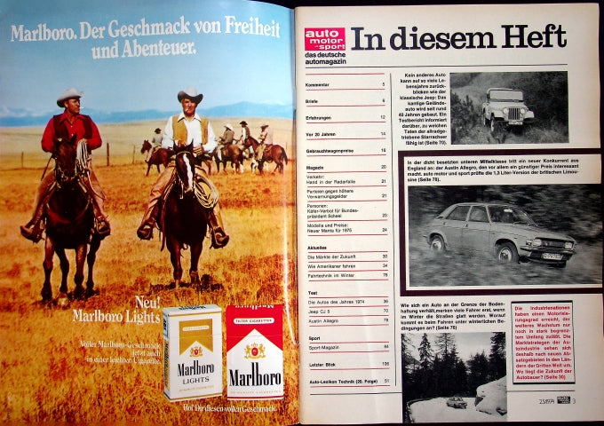 Inhaltsverzeichnis Auto Motor und Sport 25/1974