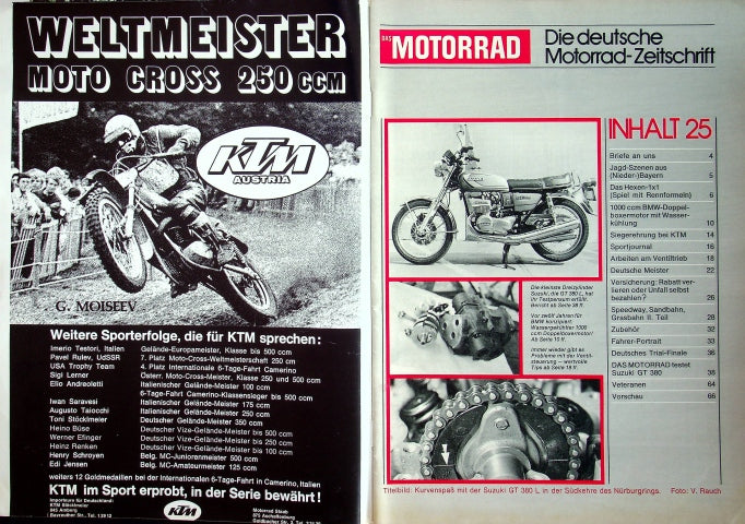 Inhaltsverzeichnis Motorrad 25/1974