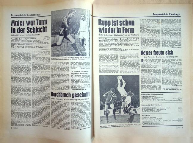 Inhaltsverzeichnis Kicker 25/1974