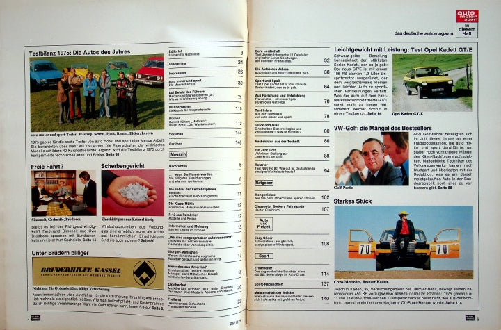 Inhaltsverzeichnis Auto Motor und Sport 25/1975