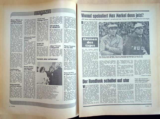 Inhaltsverzeichnis Kicker 25/1975