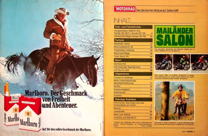 Inhaltsverzeichnis Motorrad 25/1975