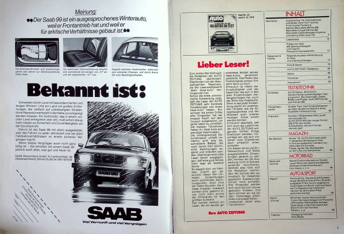 Inhaltsverzeichnis Autozeitung 25/1975