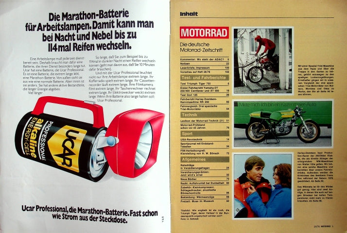 Inhaltsverzeichnis Motorrad 25/1976