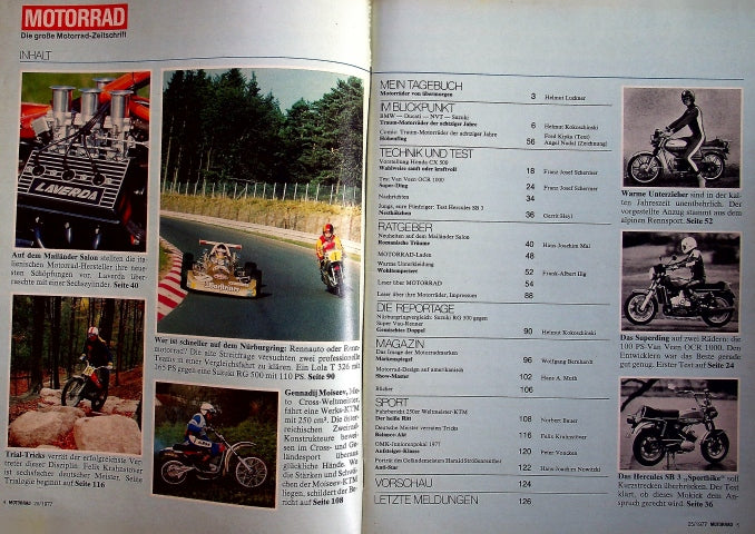 Inhaltsverzeichnis Motorrad 25/1977