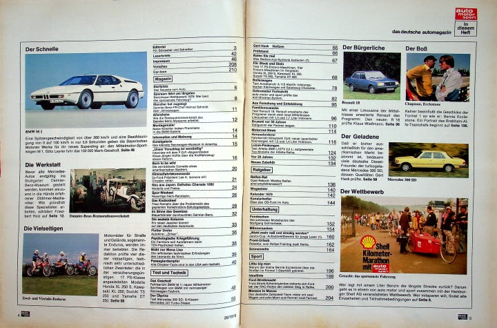 Inhaltsverzeichnis Auto Motor und Sport 25/1978