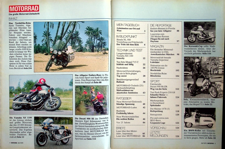 Inhaltsverzeichnis Motorrad 25/1978