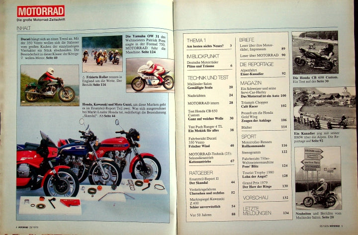 Inhaltsverzeichnis Motorrad 25/1979