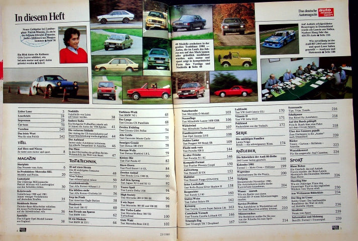 Inhaltsverzeichnis Auto Motor und Sport 25/1980