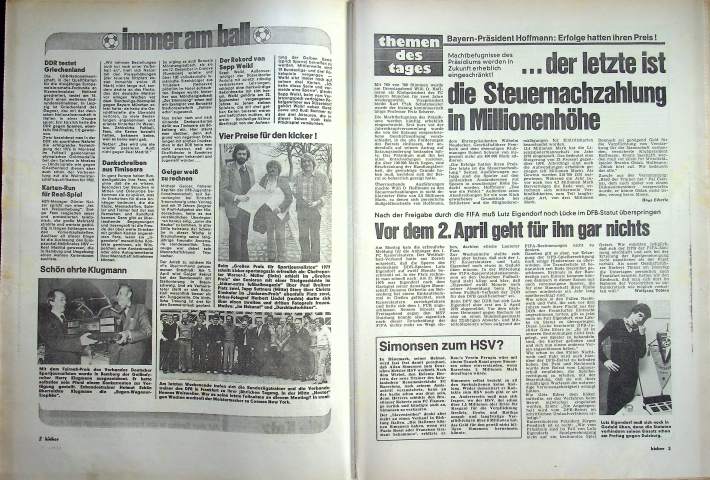 Inhaltsverzeichnis Kicker 25/1980