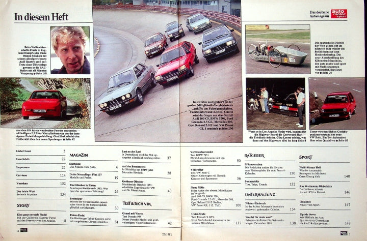 Inhaltsverzeichnis Auto Motor und Sport 25/1981