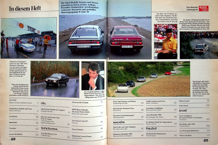 Inhaltsverzeichnis Auto Motor und Sport 25/1982
