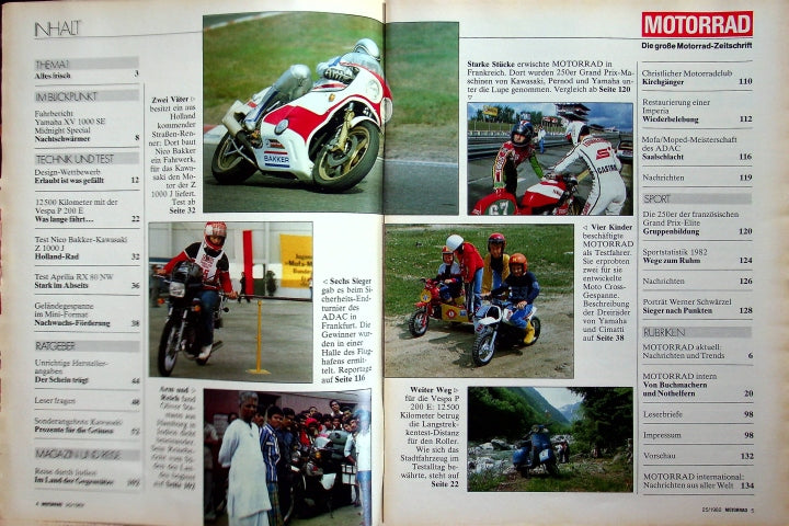 Inhaltsverzeichnis Motorrad 25/1982