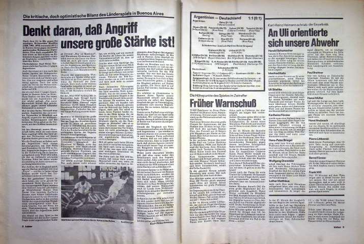 Inhaltsverzeichnis Kicker 25/1982