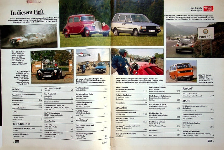 Inhaltsverzeichnis Auto Motor und Sport 25/1983