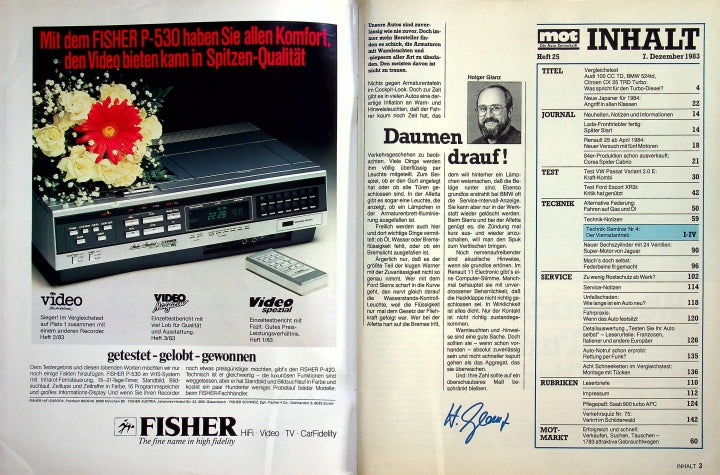 Inhaltsverzeichnis MOT 25/1983