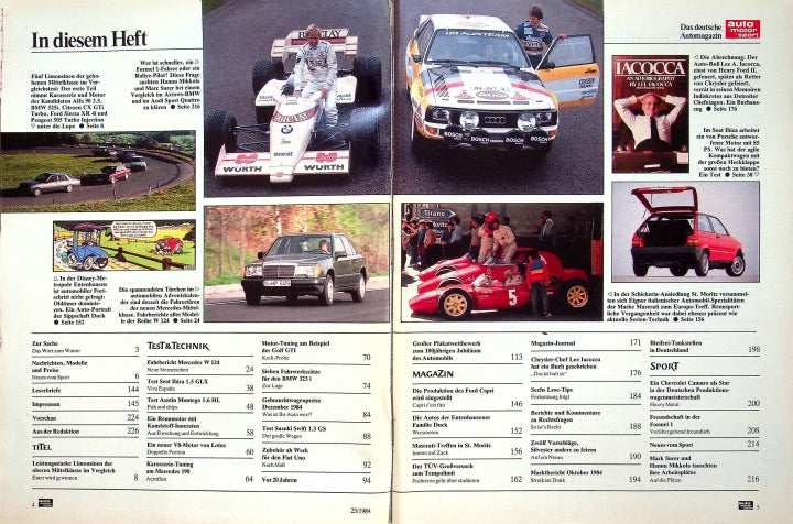 Inhaltsverzeichnis Auto Motor und Sport 25/1984