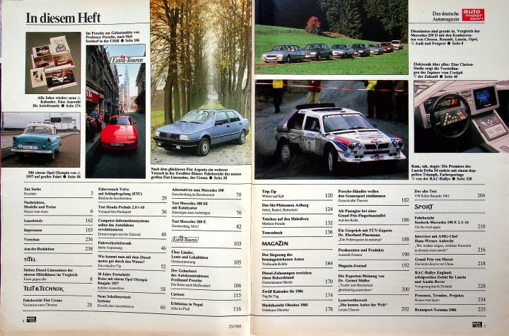 Inhaltsverzeichnis Auto Motor und Sport 25/1985