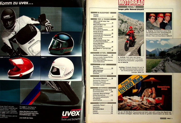 Inhaltsverzeichnis Motorrad 25/1986
