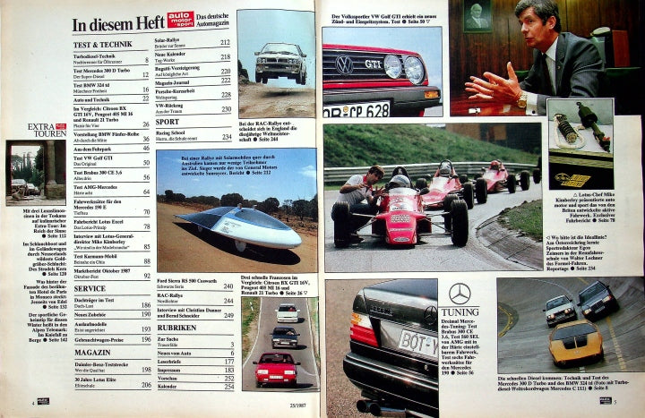 Inhaltsverzeichnis Auto Motor und Sport 25/1987
