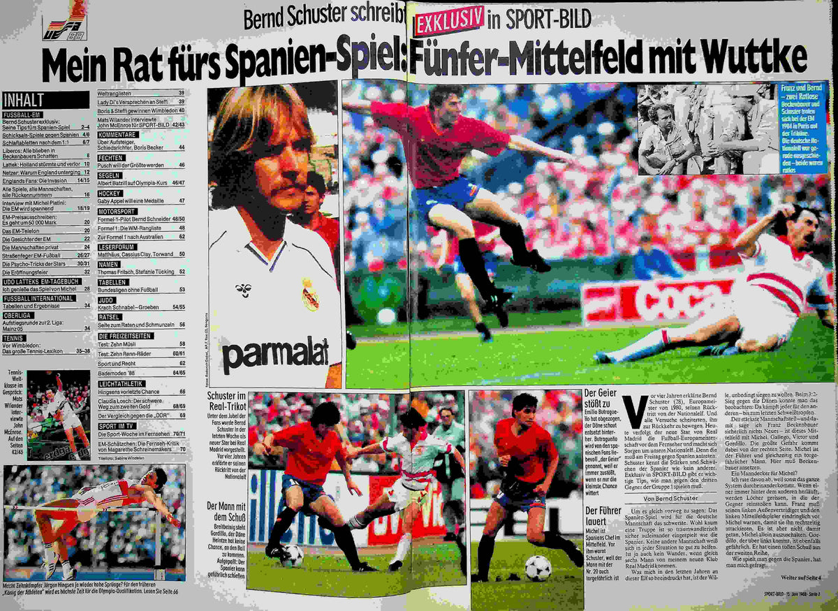 Inhaltsverzeichnis Sport Bild 25/1988