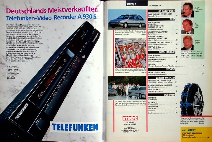 Inhaltsverzeichnis MOT 25/1989