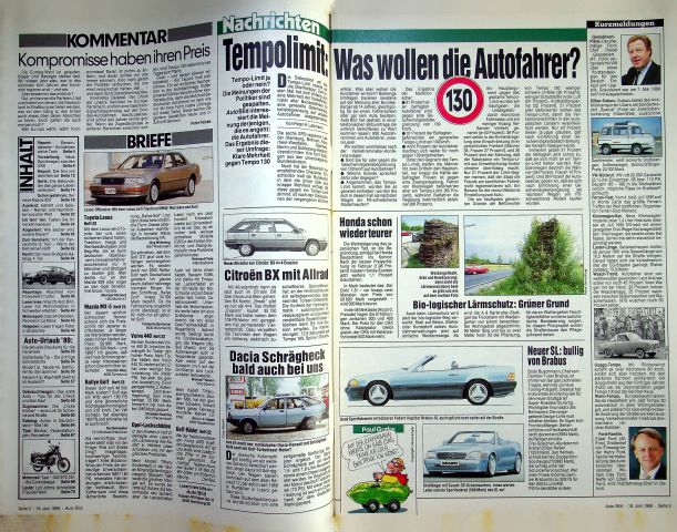 Inhaltsverzeichnis Auto Bild 25/1989