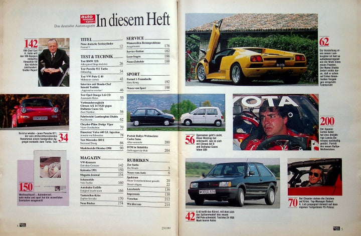 Inhaltsverzeichnis Auto Motor und Sport 25/1990