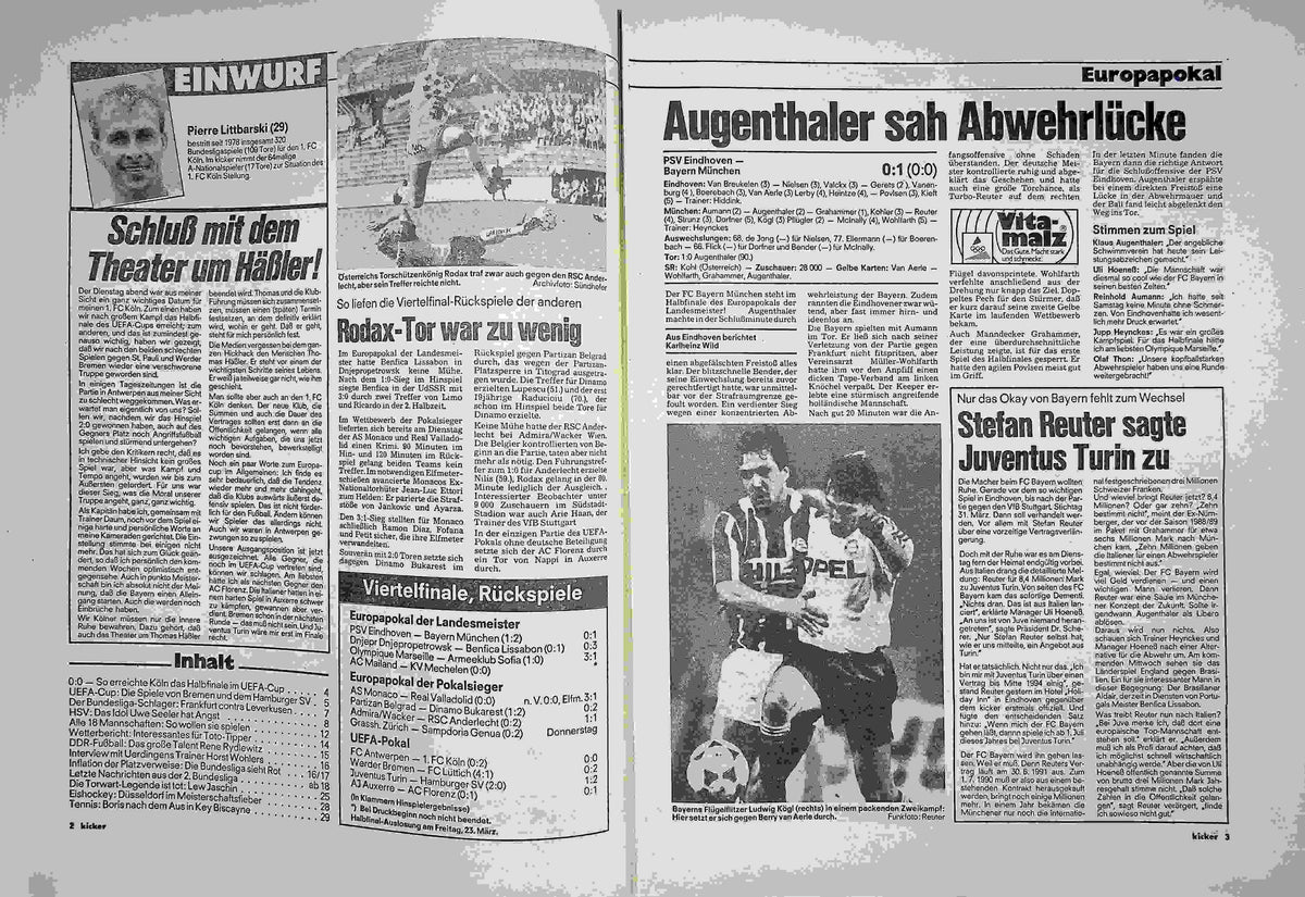 Inhaltsverzeichnis Kicker 25/1990