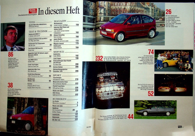 Inhaltsverzeichnis Auto Motor und Sport 25/1991